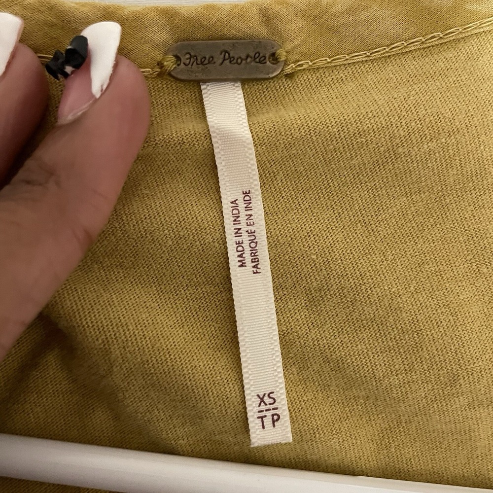 Free People Brooke Tunic Top Yellow Size XS Babydoll Sleeveless Festival - Picture 6 of 8